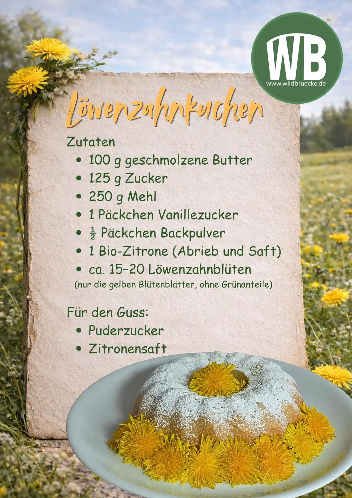 Löwenzahnkuchen Rezept kostenloser Download